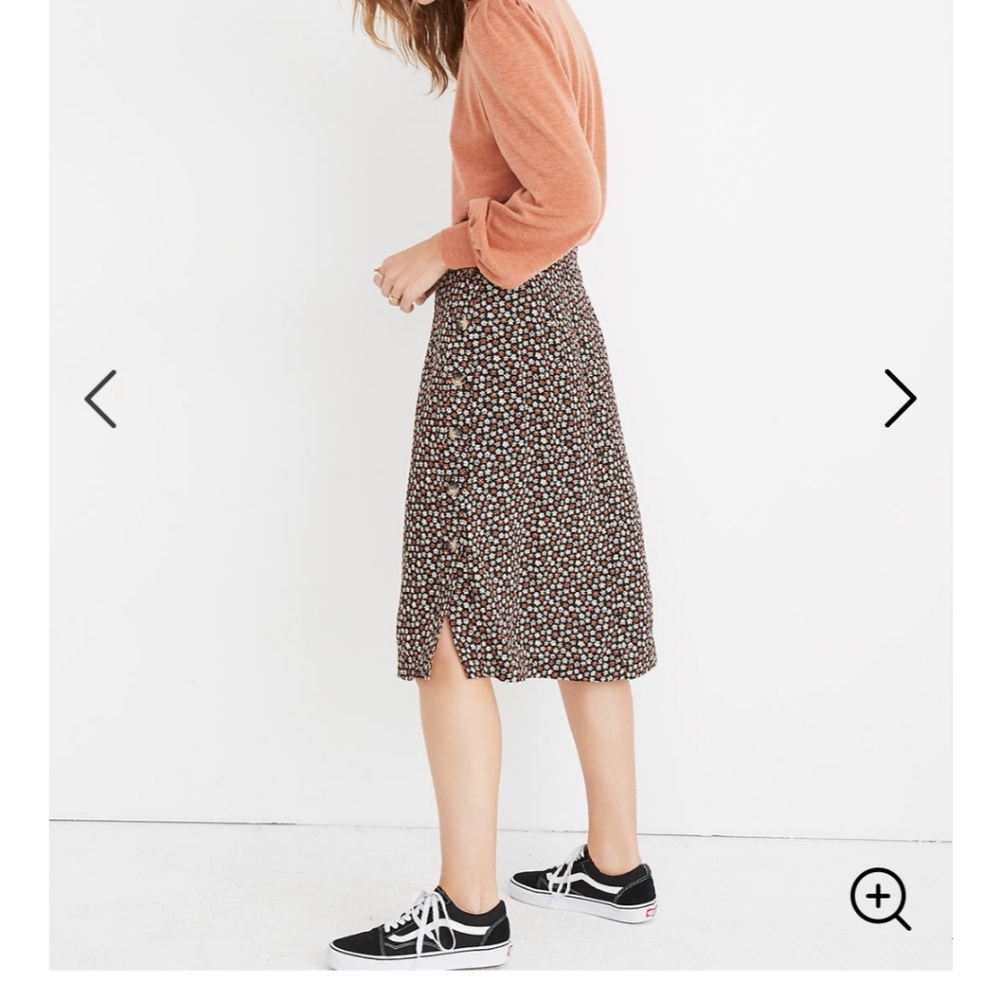 Madewell • Floral Side-Button Midi Skirt • Sz 10